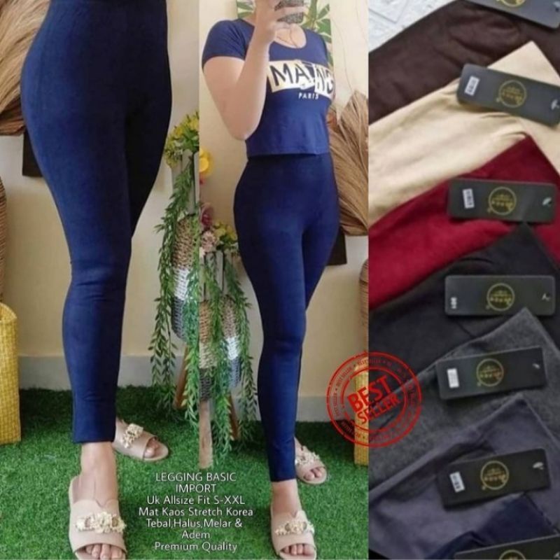 Legging Polos Import Hw Premium Tebal Fit S-XXL (Bb 40-85 kg) Jumbo