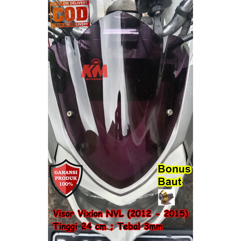 Visor Windshield Yamaha Vixion Lama Old NVL 2012 2013 2014 2015 Hitam dan Bening