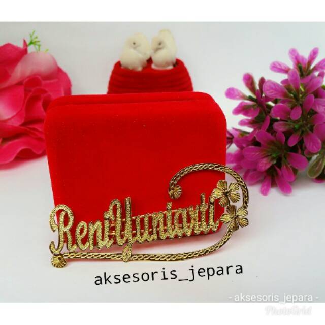 Bros Ukir Nama Lapis Emas Bros Bunga Bros Mawar Pin Nama Aksesoris Kerudung Pin Hijab Kado Custom