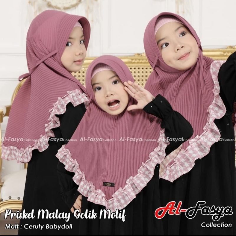 Jilbab Anak. Plisket Gotik Motif Ori Al Fasya. Jilbab Plisket. Terbaru. Termurah. Hijab Anak.