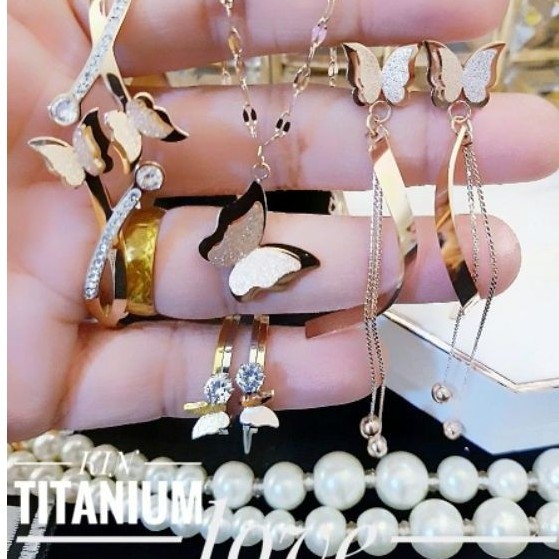 Titanium set perhiasan wanita vnj43