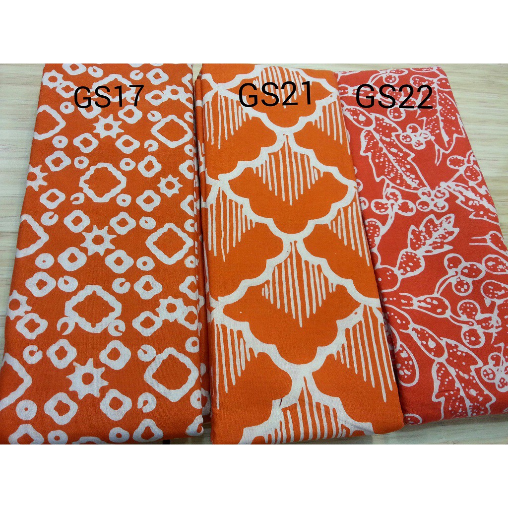 kain batik cap garutan warna orange