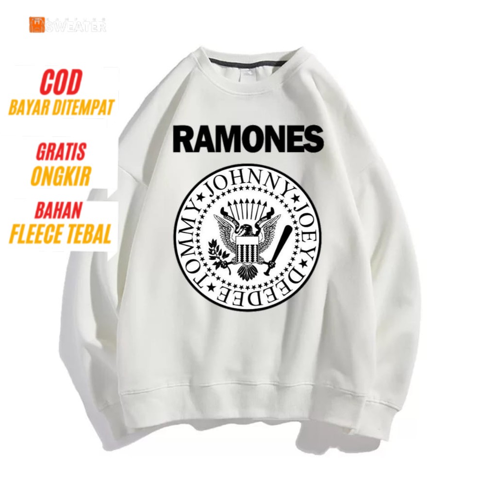 RAMONES Sweater Crewneck Unisex Bahan Fleece