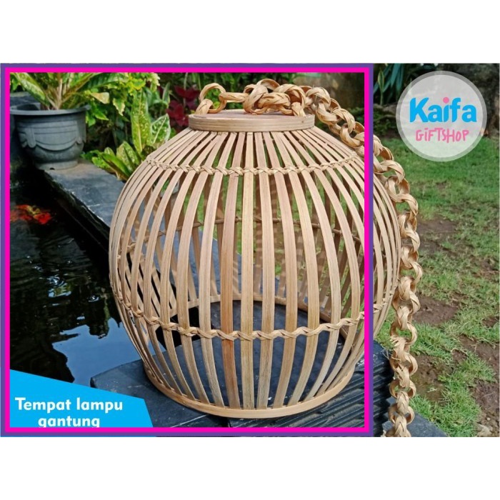 Kap Lampu Gantung Bambu Anyam/Dekorasi Lampu/Lampu Bulat