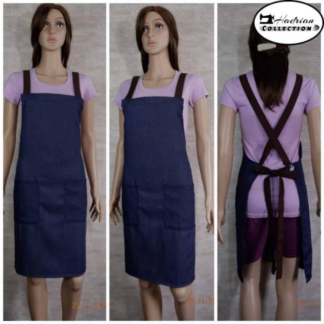 Celemek apron denim Best quality premium strap crossback ,celemek pria dan wanita Celemek murah.