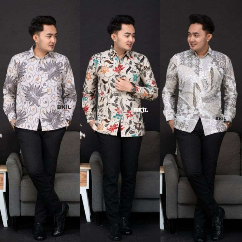 Batik Pria Lengan Panjang Motif Sekarjagad Hem Baju Batik Pria Kemeja Batik Pria Size M L XL XXL Seragam Batik Kerja