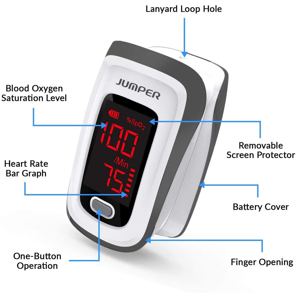 Fingertip Pulse Oximeter / Oksimeter / Oxymeter Jumper JPD-500E LED - Alat Ukur Kadar Oksigen