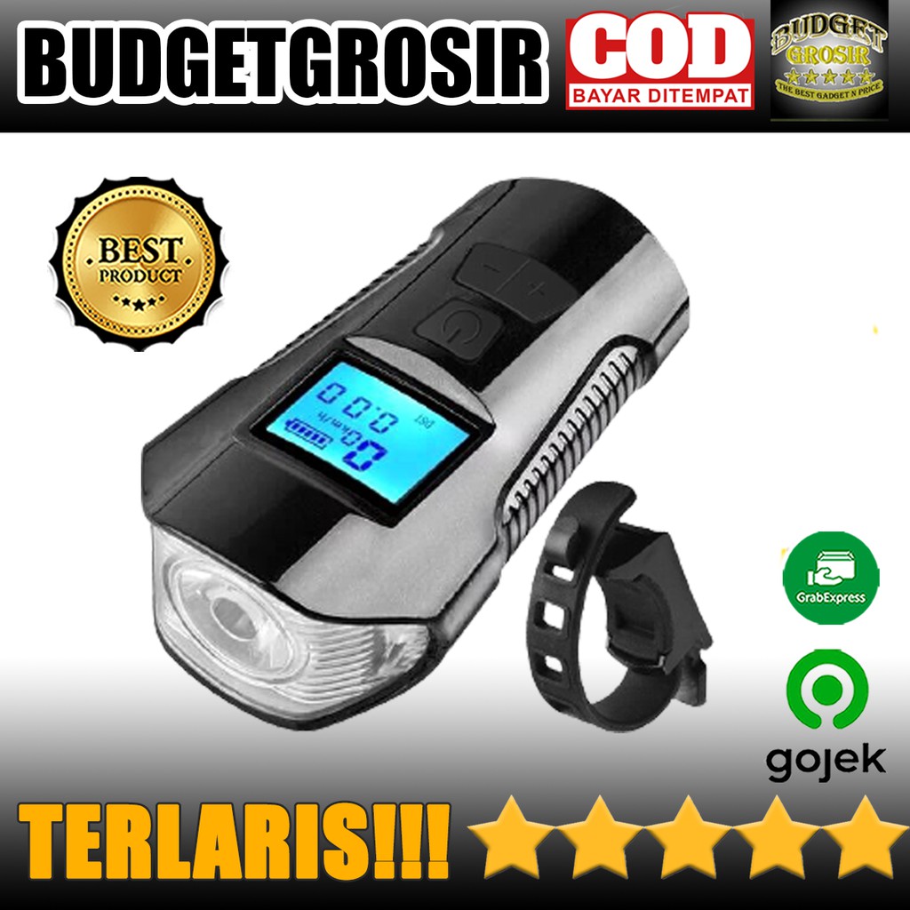 Lampu Klakson Sepeda LCD Screen Waterproof + Speedometer - TaffSPORT