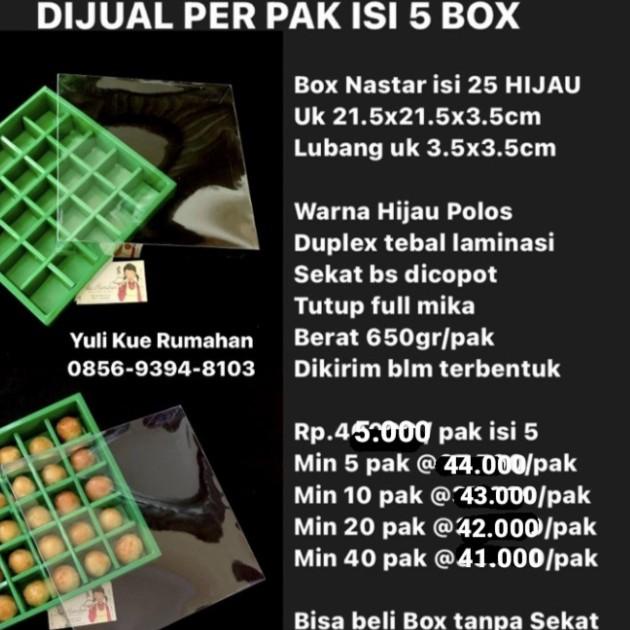 

♪ Box Nastar HIJAU⁣ Uk 21.5x21.5x3.5cm⁣ - Isi 25 -3.5x3.5 ⅎ