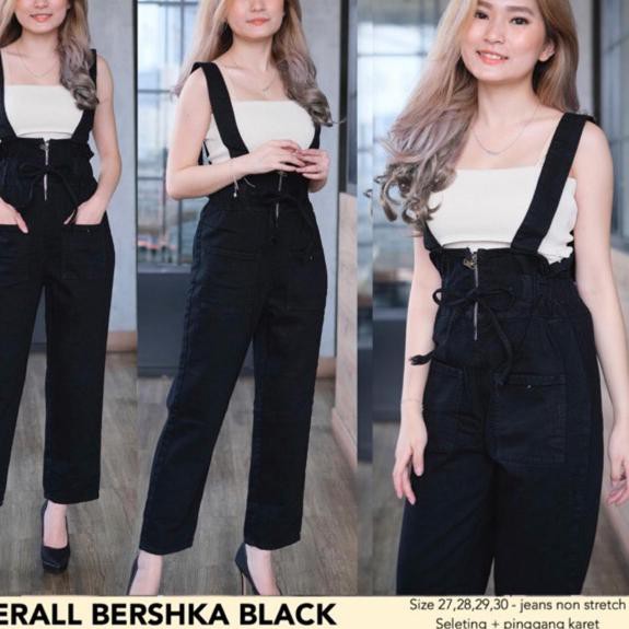 Ready  KUD REALPIC  OVERALL BERSHKA BOYFRIEND - baju kodok jeans / overall wanita mischa dark BIG