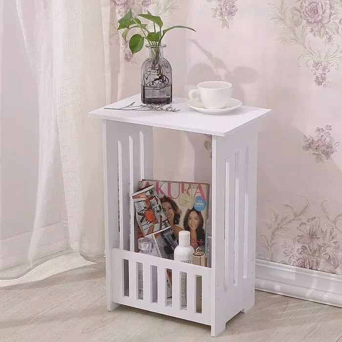 Coffe Table Side Bed Meja Ngopi Bulat Portable Vintage Ada Rak Ki719 Shopee Indonesia