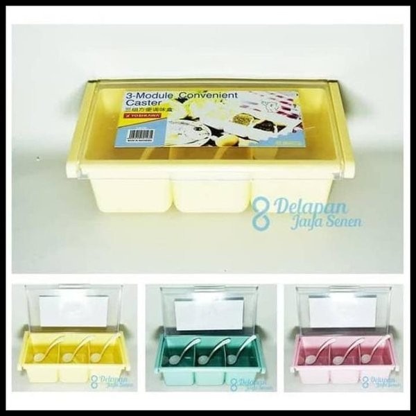 Tempat Bumbu Sekat 3 Yoshkawa L0120 3 Module Convenient Caster