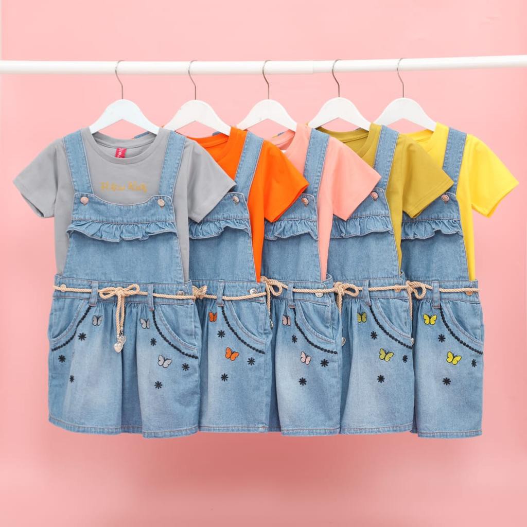 jeans setelan anak setelan overall Baju Anak Perempuan  Setelan Overall Jeans anak by Flowkids usia 2-10 tahun-4