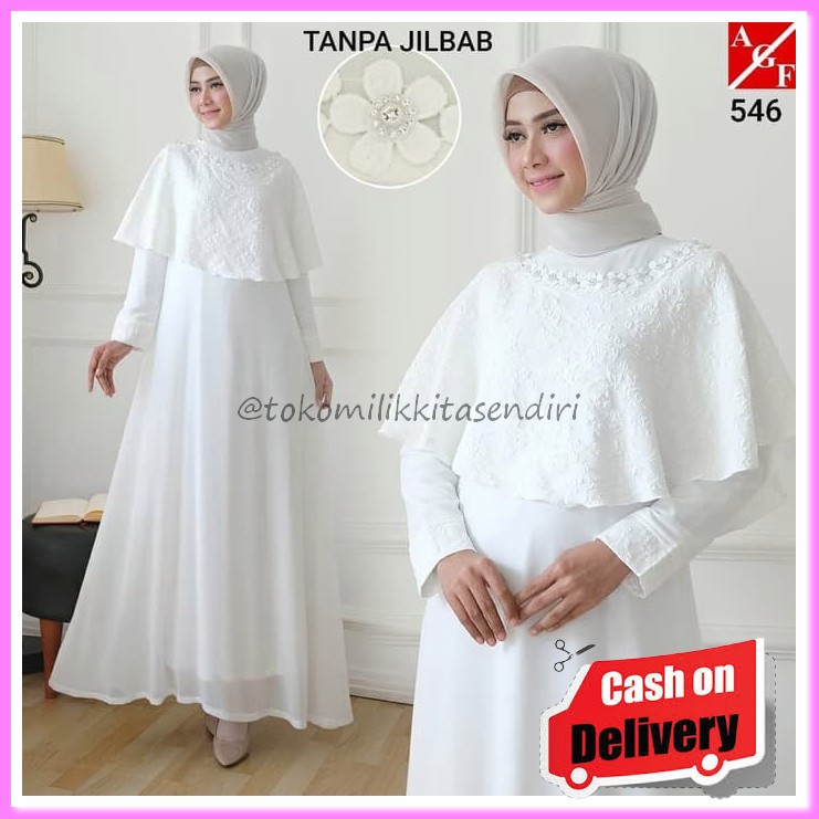 Gamis Daneen Original Shofiya Mira Dress Pesta Kondangan Azlea Mi SP558 Agnes Baju Gamis Putih Wanit