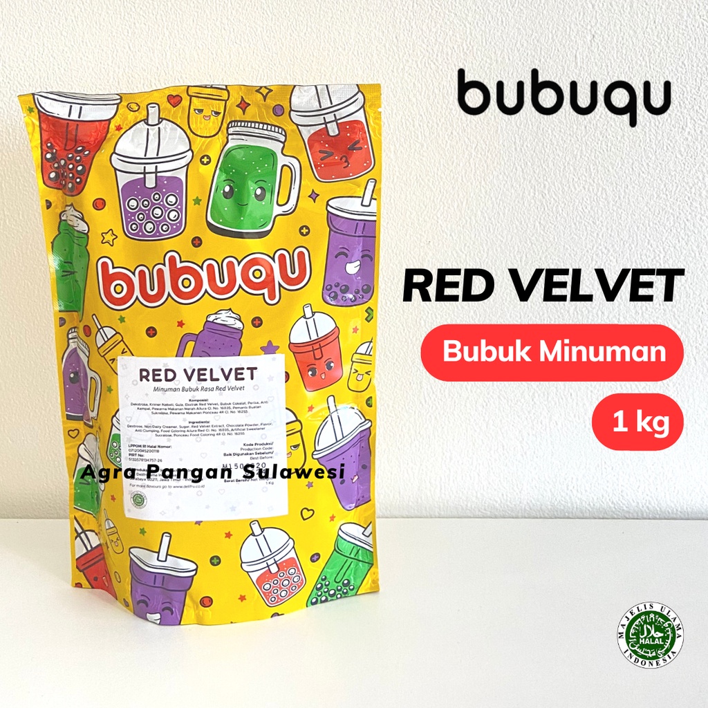

Bubuk Minuman RED VELVET 1kg Bubuqu Powder Drink Premix Rasa Kue Red Velvet 1000gram