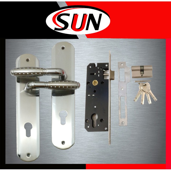 Handle Set Kunci Pintu Rumah Putih Stainless Ukuran Besar