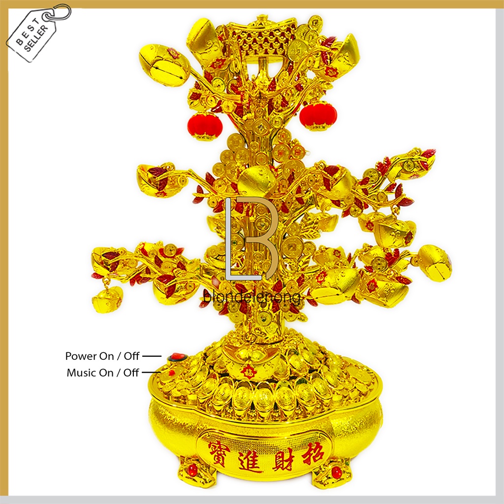 Pajangan Hiasan Tanaman Pohon Uang Duit Pachira Dekorasi Aksesoris Asesoris Accesories Yenpao Yenpau Yuanbao Coin Koin Fengshui Fengsui Hoki Rejeki Keberuntungan Musik Lagu Tahun Baru Cina Fuk Fu Decor Imlek Cny Shio Kelinci Rabbit Putar Emas Gold 2023