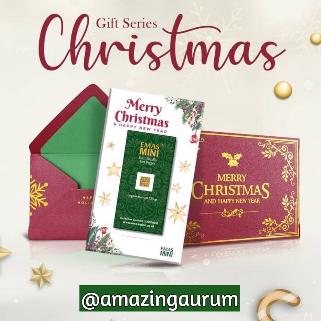 Gift Series Christmas Emas Mini 0,025 gram I 0.025 gram Logam Mulia 24 K untuk Hadiah Bingkisan Souv