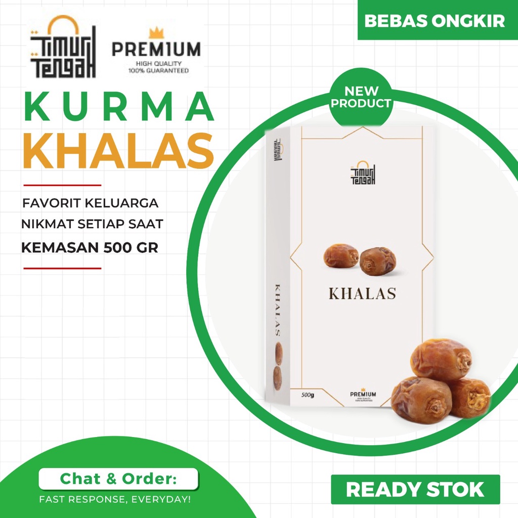 

Kurma Khalas Premium Timur Tengah Kholas Original High Quality 500 gr