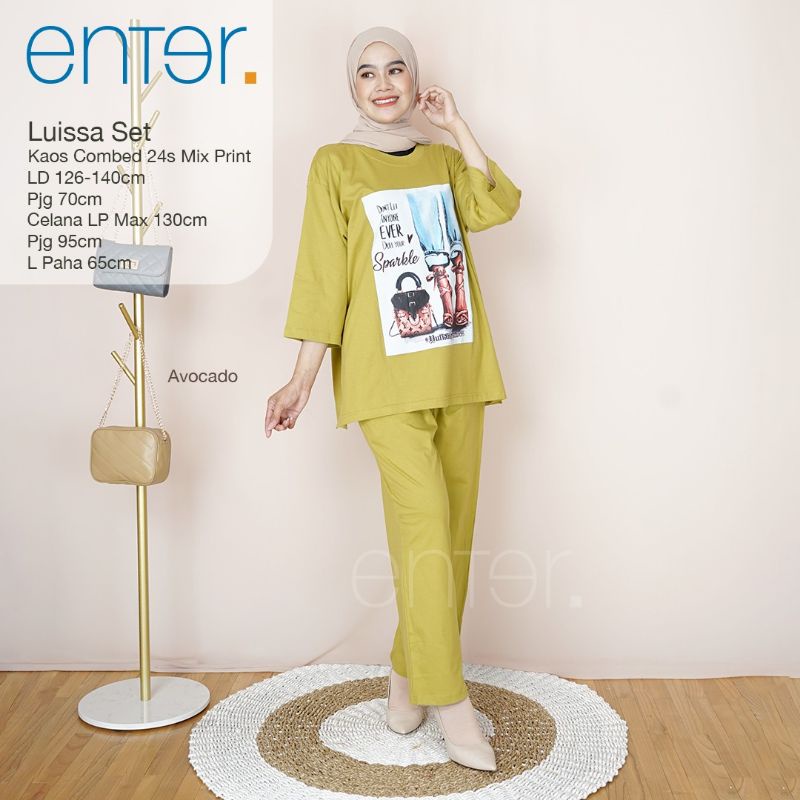 One Set Kaos LD 126 - 140 Melar XXXL - XXXXL Luissa Set Ori Enter Prinsa Setelan Wanita Rayon Pajama