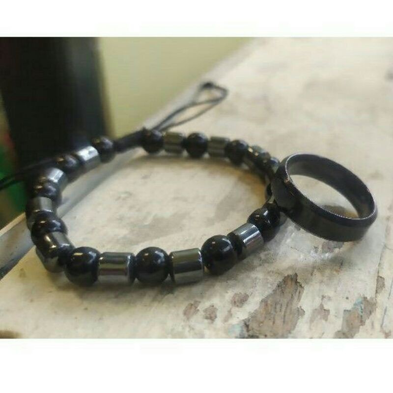 Gelang dan cincin warna hitam Paketan