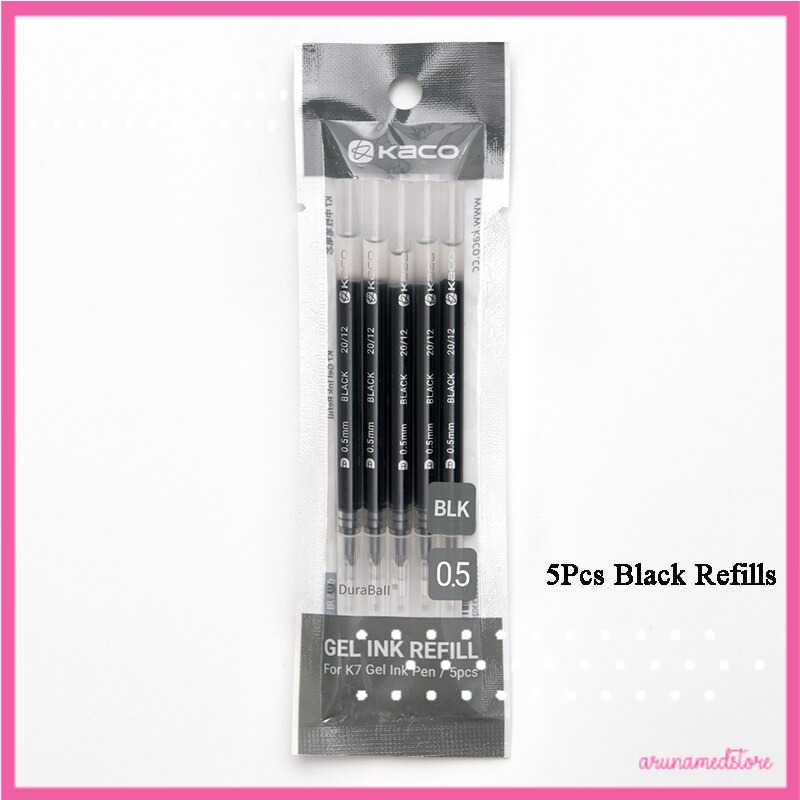 

KACO Refill Tinta Pulpen K7 Gel Pen 0.5mm 5 PCS (Black Ink) - K1619