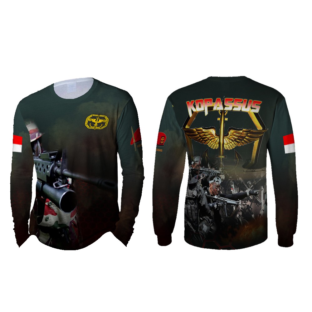 [Riashop] Kaos Kopassus Lengan Panjang | Kaos Kopassus Pria | Kaos Kopassus