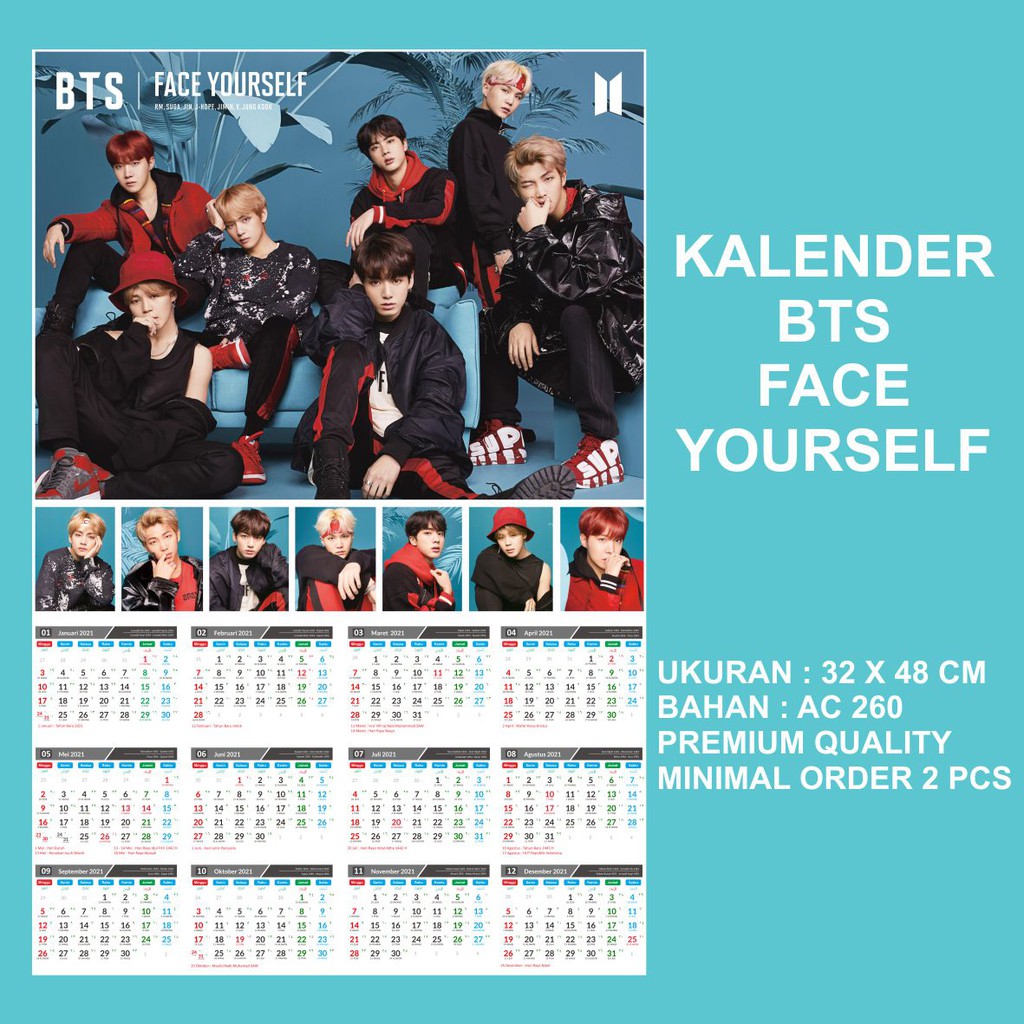 (READY STOCK) KALENDER 2023 - BTS ALL MEMBER - KALENDER KPOP MURAH