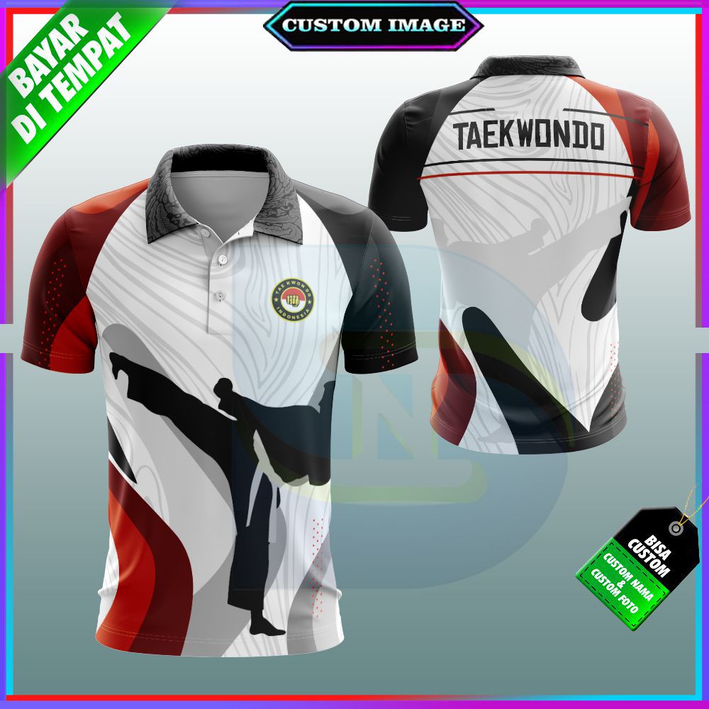 TERBARU Kaos Baju Pria Taekwondo Fullprint Custom Berkerah / Jersey Bela Diri/Taekwondo Murah Keren