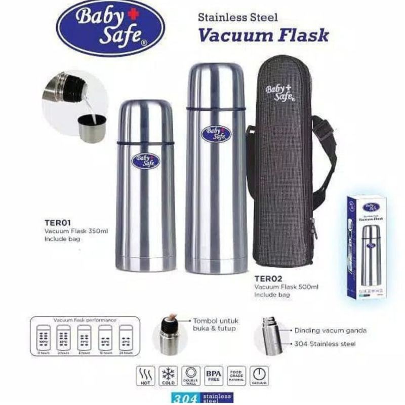BabySafe Vacuum Flask TER02 Termos Air 350ml &amp; 500ml Stainless Steel