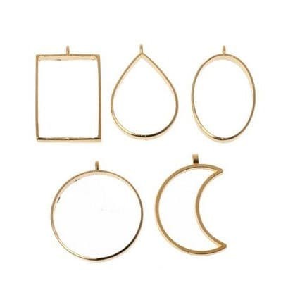 Open Gold Bezels - Circle/Rectangle/Moon/Droplet Shape (5pc)