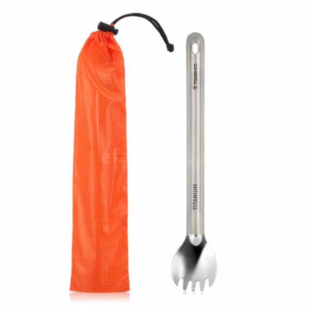 Tomshoo titanium long handle spork sendok Ultralight portable outdoor camping