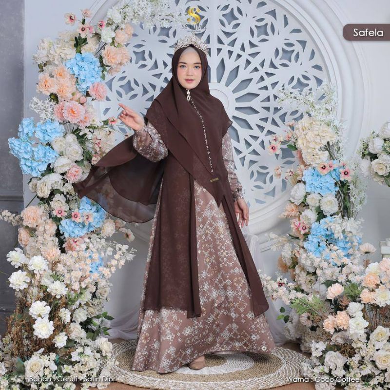 BAJU GAMIS DEWASA SAFELA BY SS HIJAB/GAMIS EWASA COFFE/BAJU GAMIS DEWASA SATIN DIOR/GAMIS PREMIUM TE