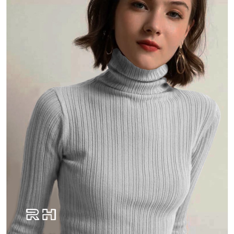 RH - SWEATER SALUR 02 RAJUT TURTLENECK WANITA KERAH TINGGI TURTLE NECK POLOS