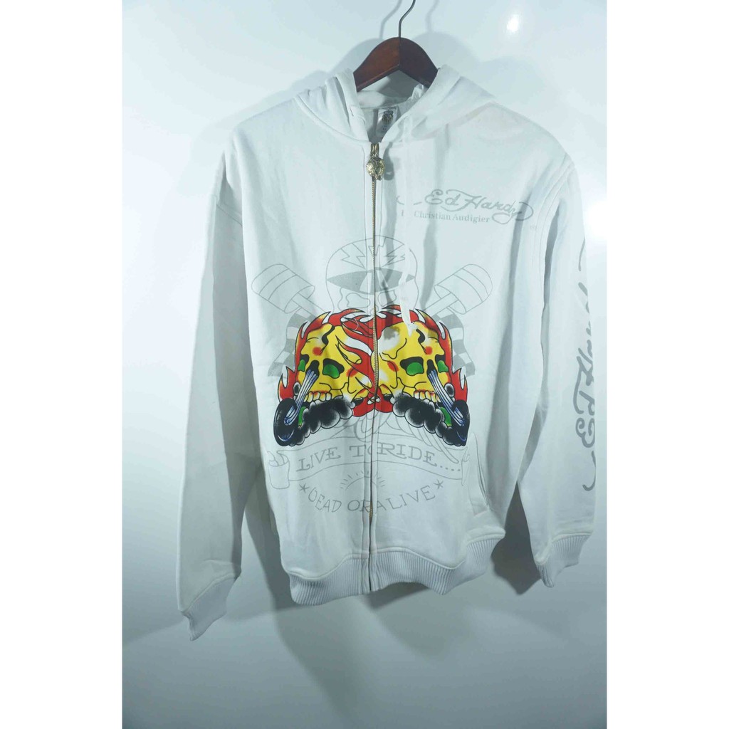 Jaket Pria Ed-Hardy- White Size L / XXL