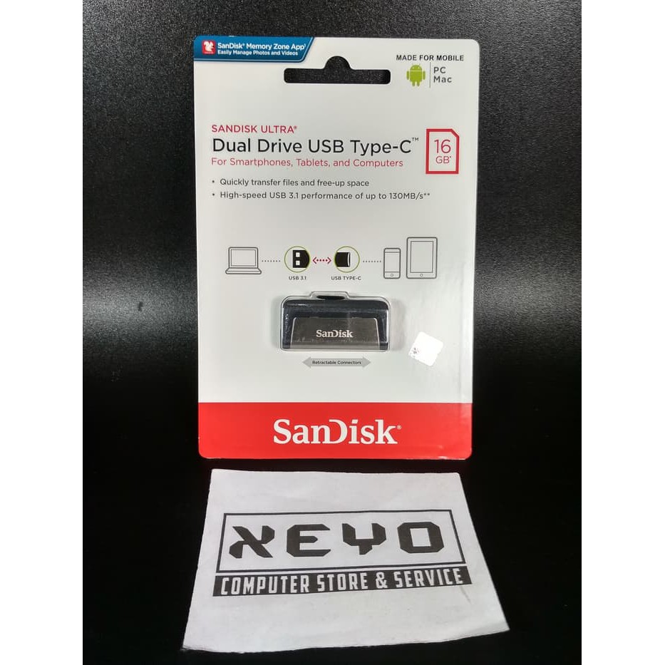 Flash Disk Flashdisk Sandisk Dual Drive OTG USB 3.0 Type C DDC2 16GB