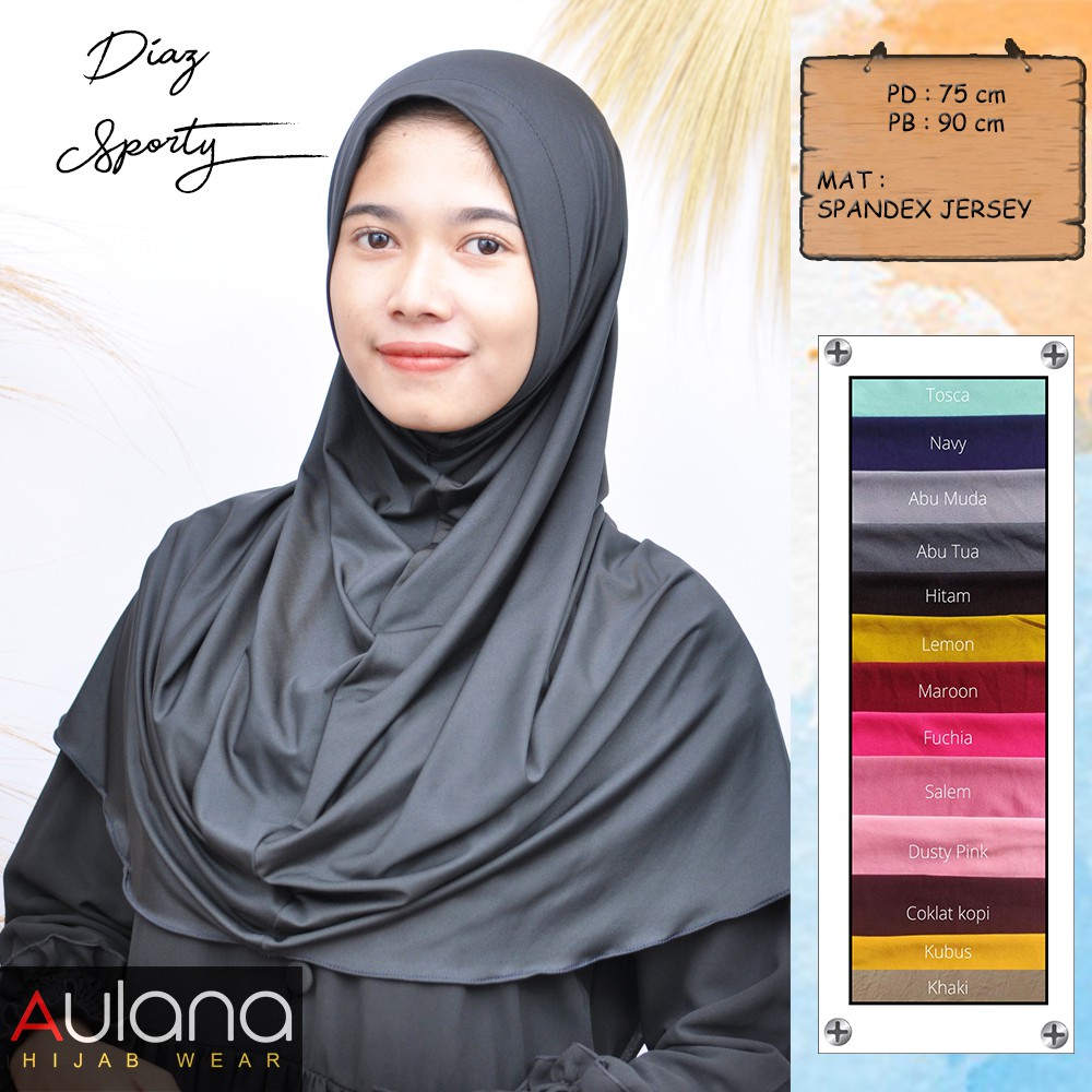 Hijab Jilbab Kerudung Instan Olahraga DIAZ SPORTY Inner Sehari-hari Non Ped Grosir Murah Ori Aulana