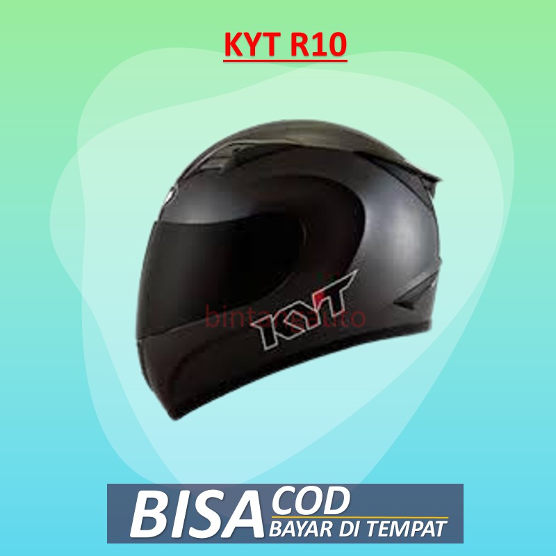 Helm Full Face KYT R10 Solid Black Doff Hitam Dop