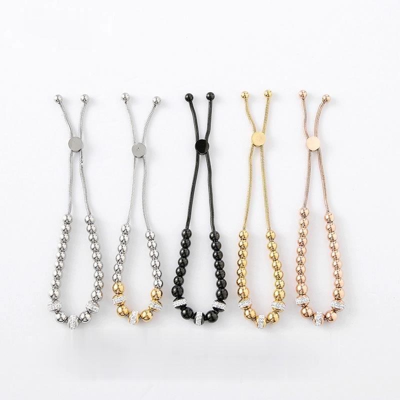 Gelang serut titanium bola zircon korea fashion anti karat - ercassia