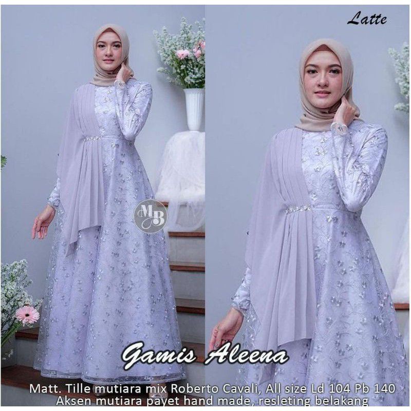 GAMIS PESTA MEWAH ALEENA FULL BURKAT / GAUN MUSLIMAH PESTA