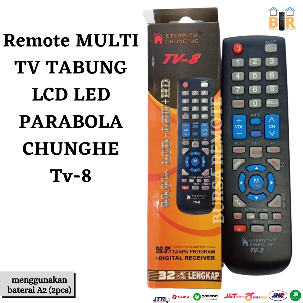 Remot / REMOTE MULTI TV TABUNG/LCD/LED/PARABOLA-TV 8 -ECERAN Dan GROSIR