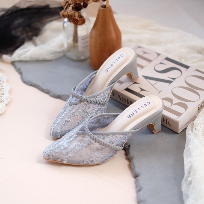 𝗖𝗘𝗟𝗟𝗘𝗡𝗘 CENDANA HEELS 8 warna (2/2) Heels Brukat Lace Wedding Shoes 5cm