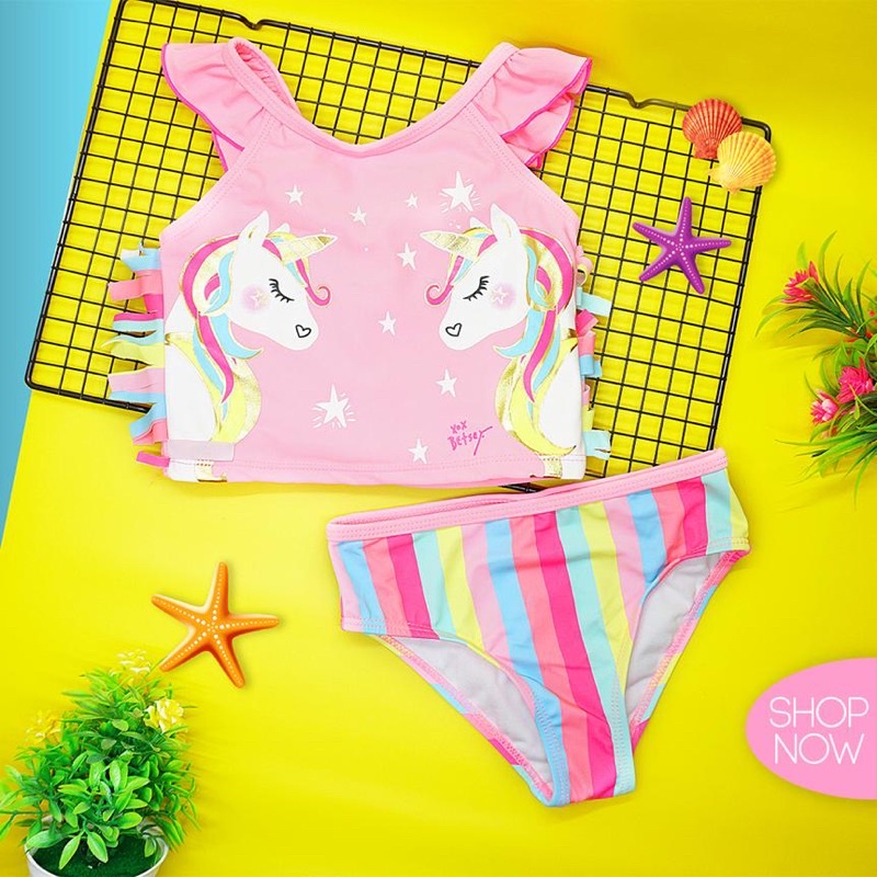 Baju renang anak perempuan twopiece unicorn frozen