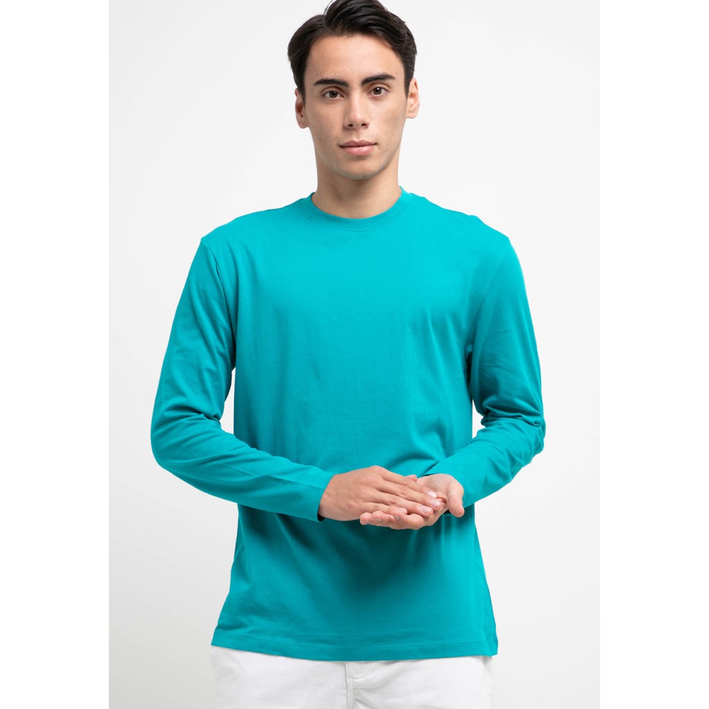 Giordano Long Sleeve Tee - Kaos Pria Lengan Panjang - Tropical Green