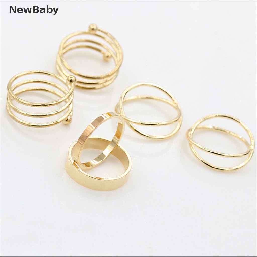 6pcs / Set Cincin Knuckle Bahan Alloy Gaya Punk Unik Untuk Wanita