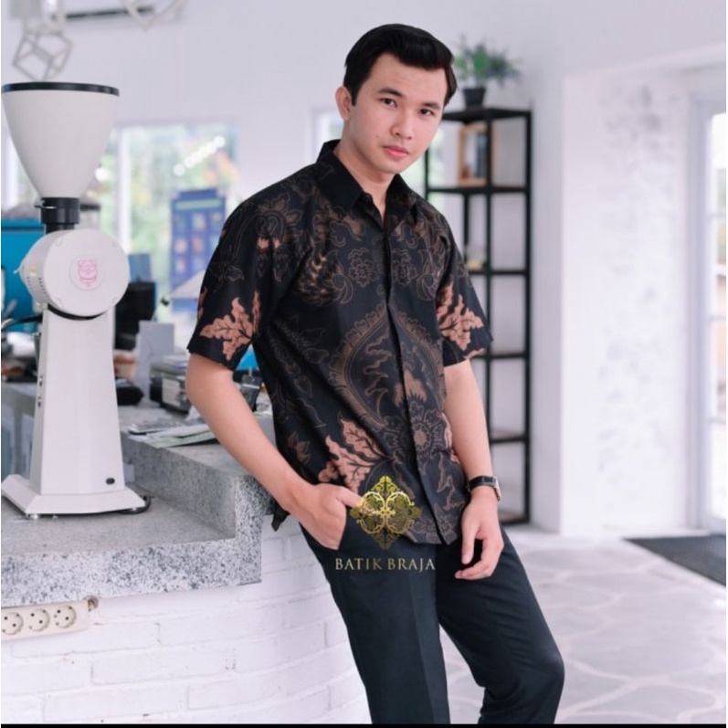 SAMAHUDI COKLAT KEMEJA BATIK PRIA LAPIS FURING