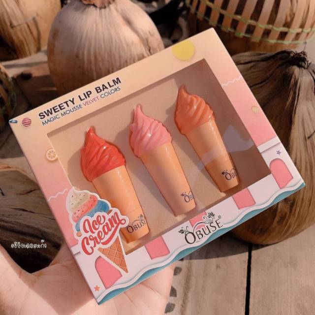 LIPGLOSS LIPSTIK PEACH ICE CREAM KISS BEAUTY