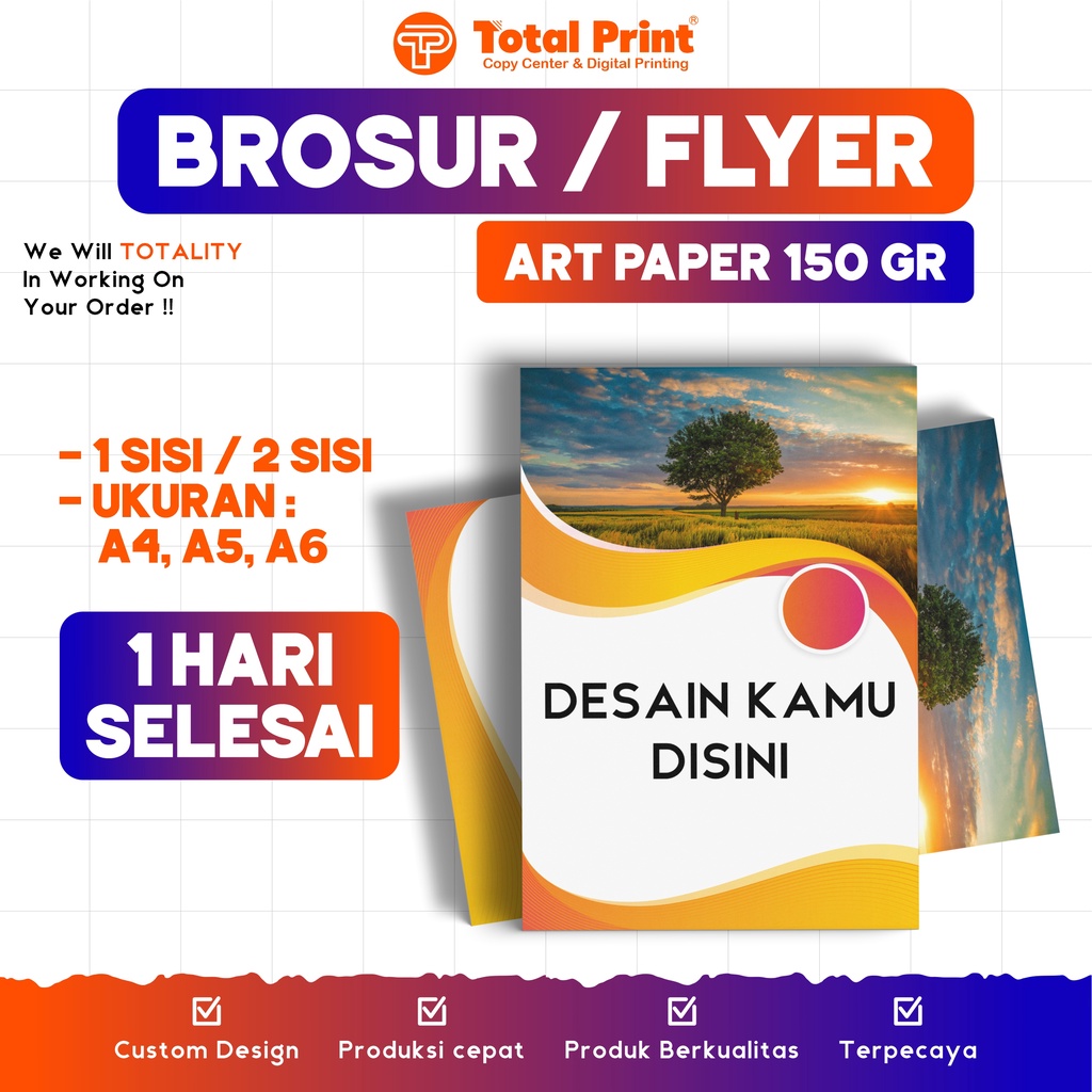 

CETAK BROSUR / CETAK FLYER / CETAK BROSUR MURAH / CETAK BROSUR UKURAN A4 A5 A6 / BAHAN ART PAPER 150 GRAM