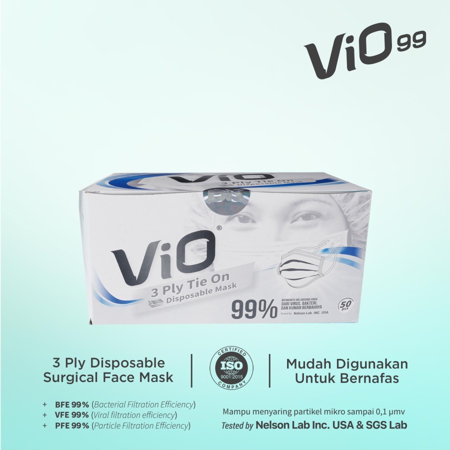 MASKER MEDIS VIO TIE ON 99% - MASKER TALI