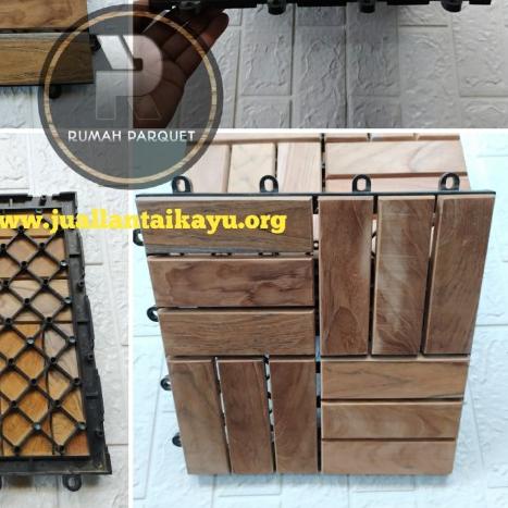 Lantai Kayu Decking Tile Jati Bongkar Pasang - Ubin Parket - Parquet - Mozaik